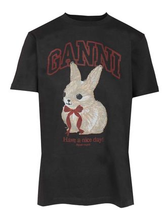 Ganni Cotton T-Shirt Black
