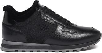 Baldinini Sneaker van Gekreukt Leer en Stof - Heren - Sneakers - Zwart - 39 EU - Leer - Schoenen