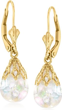 Ross-Simons Floating Opal Drop Earrings in 14kt Yellow Gold