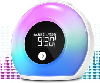 OEM Despertador Con Luz: Despertador Con Luz Nocturna Para Ni&ntilde;os Con Altavoz Bluetooth, 4 Niveles De Brillo Ajustables, Luces De Colores, L&aacute;mpara De Noche