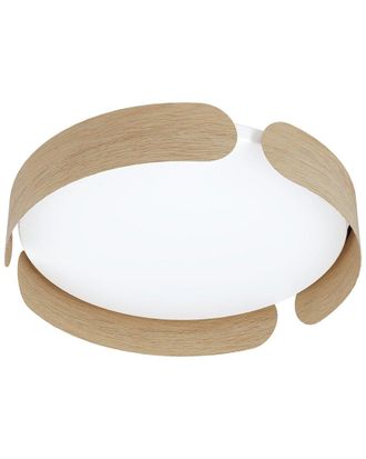 Eglo Eglo Valcasotto 1 Light Integrated Led Ceiling Light With Wood Finish & White Acrylic Shade