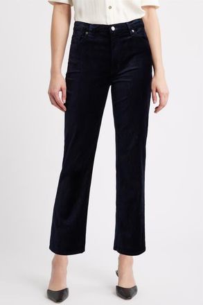 Frame Denim Le Sleek Velvet Ankle Straight Leg Pants in Navy Velvet at Nordstrom, Size 26