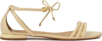 Kazar Roomkleurige sandalen met binding en volledige hak - Dames - Sandalen - Beige - 40 EU - Leer - Schoenen