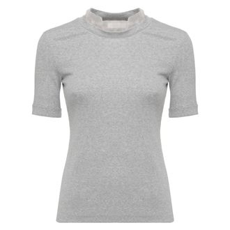PANICALE Panicale, Tops, Dames, Grijs, XS, Katoen, T-shirt met ronde hals
