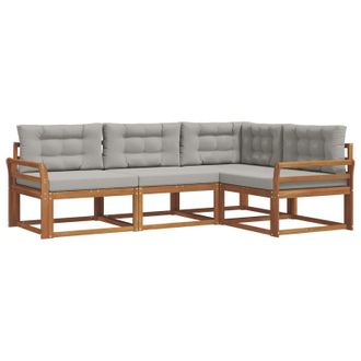 vidaXL Conjunto De Sof&aacute;s De Exterior 4 Pcs Gris Natural Y Claro Vidaxl