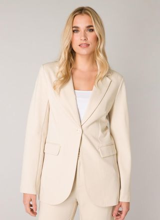 Base Level Jerseyblazer BASE LEVEL, Damen, Gr. 36, beige (light beige), Web, Obermaterial: 65% Viskose, 30% Nylon, 5% Elasthan, unifarben, regular fit h&uuml;ftbedeck