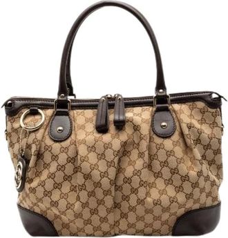 Gucci Pre-owned Handbags, female, Beige, Size: ONE SIZE Pre-owned Canvas Handbag