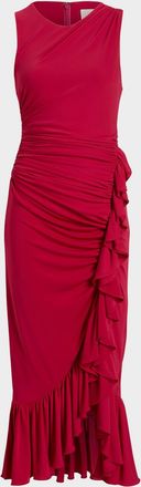 Cinq à Sept Fatima Sleeveless Ruffled Midi Dress