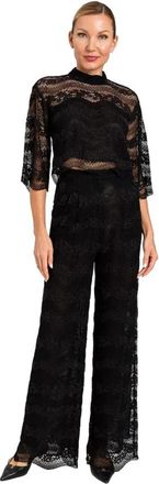 Twinset Macram&eacute; Lace Wide Leg Broeken - Dames - Wijde Broeken - Zwart - S - Katoen - Broeken