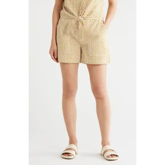 Sanctuary Socialize Gingham Embroidered Eyelet Cotton Shorts in Check Eyelet at Nordstrom Rack, Size X-Large