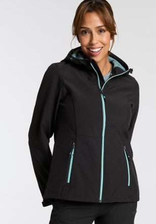 Killtec Softshelljacke KILLTEC, Damen, Gr. 36, schwarz, Softshell, Obermaterial: 100% Polyester, unifarben mit Farbeinsatz, hoch geschlossener Ausschnitt, ein