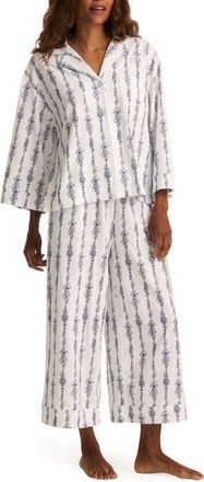 Petite Plume Olivia Pima Cotton Wide Leg Pajamas in White at Nordstrom, Size X-Small