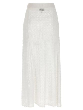 Ganni Shiny Pointelle Knit Skirt - White