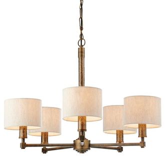 Loops Multi Light Ceiling Pendant 5 Bulb BRONZE White Shade Vintage Chandelier Lamp
