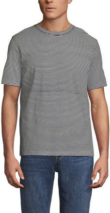 Lands End Short Sleeve Cotton Supima Tee in Black Micro Stripe at Nordstrom, Size Xx-Large