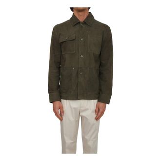 Paolo Pecora Jassen, Heren, Groen, M, Leer, Zo 21T200 Jacket