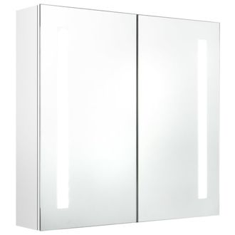 vidaXL Armario De Ba&ntilde;o Con Espejo Led Blanco Brillante 62x14x60 Cm Vidaxl