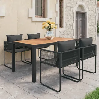 vidaXL Set De Comedor De Jard&iacute;n De 5 Piezas Pvc Rat&aacute;n Negro Y Marr&oacute;n Vidaxl