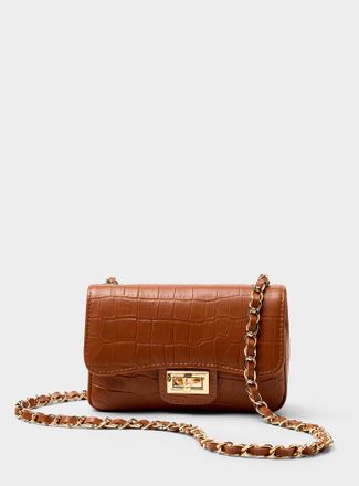 Simons Womens Croc-like leather evening bag Exclusive collection from Italy