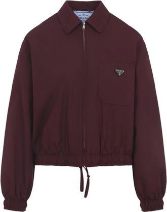 Prada Light Jackets, female, Brown, Size: XS Poplin Jacket