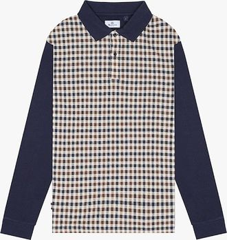 Aquascutum Mens Aquascutum Active Iconic Front Club Check Long-Sleeve Polo - Size: 46