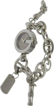 Gucci Pre-owned Watches, female, Gray, Size: ONE SIZE Pre-owned G Charm Stainless Steel Watch