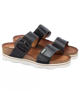 Pikolinos Womens Menorca Leather Sandals In Black