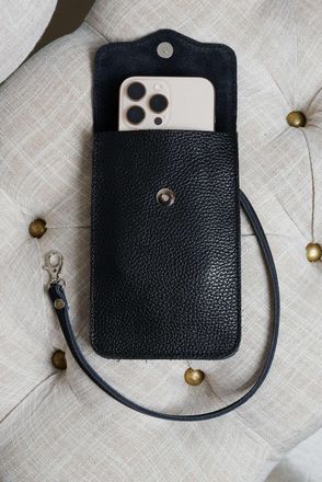 D'Arienzo Tracollina porta cellulare in pelle nera morbida DArienzo, Seleziona Taglia Unica, Colore Nero