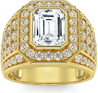 Pompeii3 3Ct Emerald Cut Diamond Mens Ring in White, Yellow or Rose Gold Lab Grown