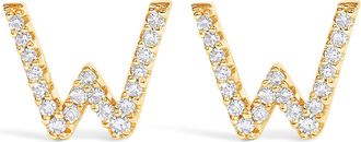 House of Brilliance 10K Gold 1/10 Cttw Diamond Initial A to Z Stud Earring