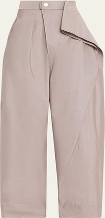Issey Miyake Akimbo Asymmetric Wide-Leg Twill Pants