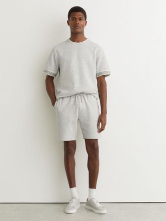 Reiss Grey Melange Textured Side-stripe Drawstring Shorts, Xxl
