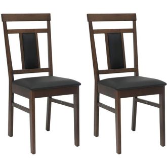 vidaXL Dining Chair 2 pcs Light Brown and Black Solid Rubber Wood vidaXL