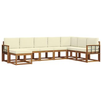 vidaXL Conjunto De Sof&aacute;s De Exterior Con Coj&iacute;n 8 Pcs Natural Y Crema Vidaxl