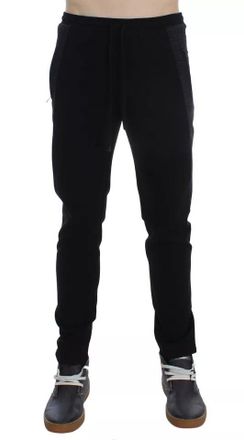 Dolce & Gabbana Mens Black Gray Wool Casual Trousers Stripe Pants And