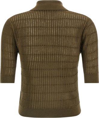 Max Mara Womens Bicolor Silk Polo Shirt