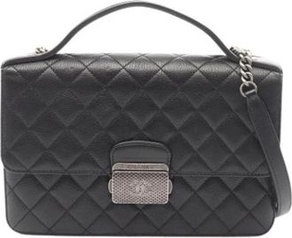 Chanel Pre-owned Vintage Leren Handtas - Dames - Vintage Handtas - Zwart - ONE Size - Leer - Vintage