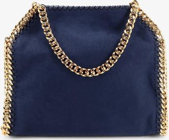 Stella McCartney Womens Crossbody Bag Falabella Mini Velvet Blue Polyester Shoulder