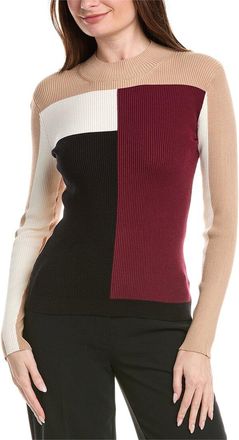 Elie Tahari Mock Neck Colorblock Top