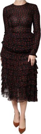 Dolce & Gabbana Silk Layered Midi Dress - Dames - Casual kleedjes - Zwart - S - Kleedjes