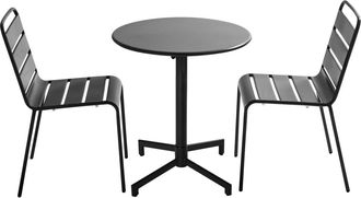Oviala Conjunto de mesa y 2 sillas de jard&iacute;n en metal gris antracita