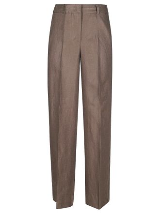 PESERICO Linen Gabardine Trousers With Pleat And Subtle Shine