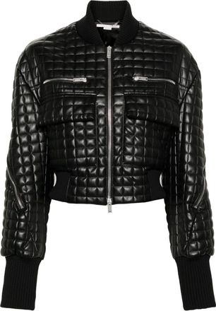Stella McCartney zip-up quilted leather jacket - women - Artificial Leather - 38 - Black