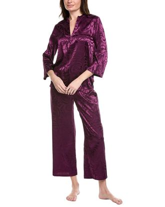 Natori 2Pc Scroll Satin Jacquard Pajama Set
