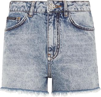 Philipp Plein Korte Broeken, Dames, Blauw, W30, Denim, Denim Hot Pants Love