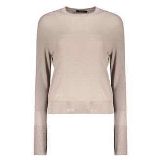 Moorer Elegant Shirt met Lange Mouwen - Dames - Ronde hals truien - Beige - M - Katoen - Truien & Vesten