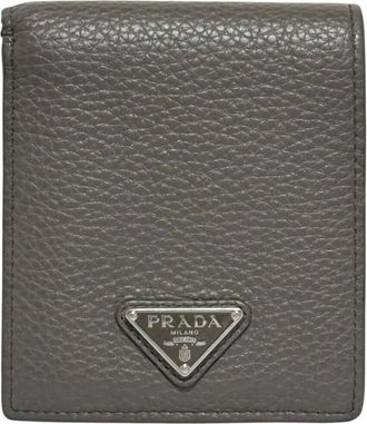 Prada Gray Leather Wallet (Bi-Fold) (Pre-Owned)