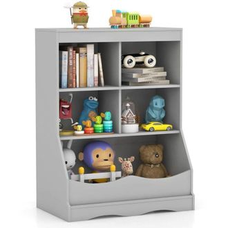 Costway Costway - Kids Storage Shelf Children Toy Storage Organizer w/ 5 Bins-Grey