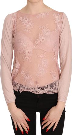Pink Memories MEMORIES Lace See Through Long Sleeve Top Womens Blouse