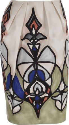 Marni Printed Pencil Midi Skirt in Multicolor Cotton